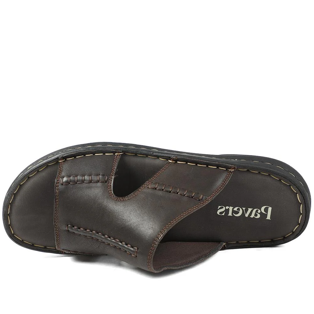 Slip On Leather Mule Sandals - AATRA43004 / 328 930 - Dark Brown - Image 5