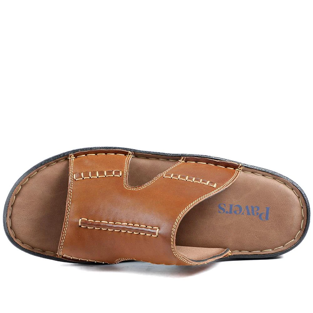 Slip On Leather Mule Sandals - AATRA43004 / 328 930 - Tan - Image 4