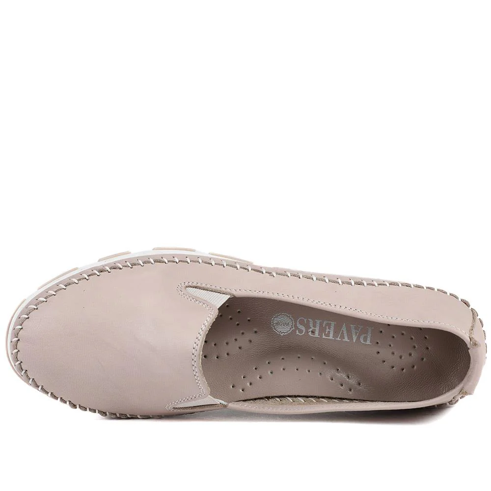 Slip-On Leather Pumps - GOKH39011 / 326 241 - Stone - Image 4