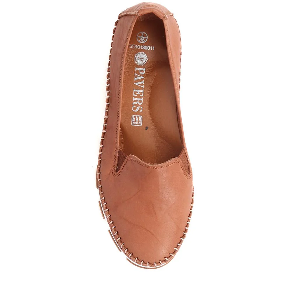 Slip-On Leather Pumps - GOKH39011 / 326 241 - Tan - Image 5