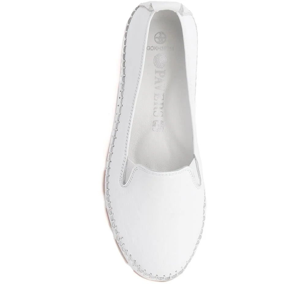 Slip-On Leather Pumps - GOKH39011 / 326 241 - White - Image 5
