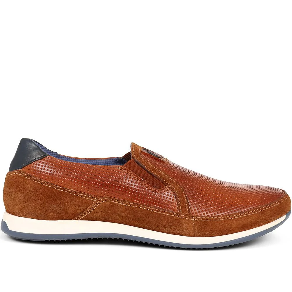 Slip-On Leather Trainers - BUG37506 / 323 235 - Cognac - Image 3