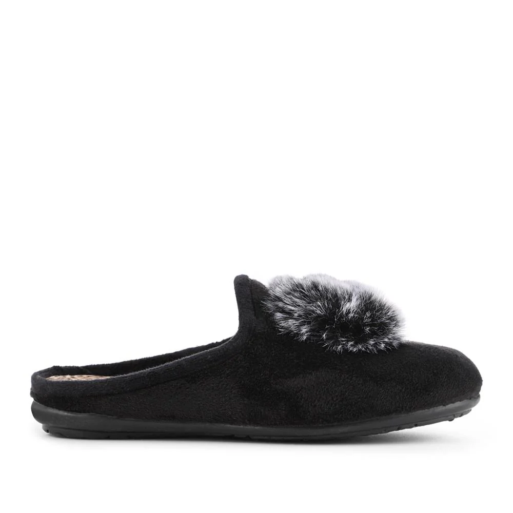 Luxury PomPom Slippers - RELAX42001 / 328 232 - Black - Image 2