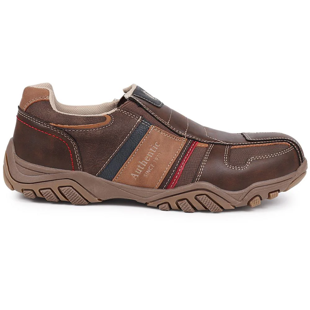 Wide Fit Slip-On Trainers - VSHI40003 / 325 701 - Brown Multi - Image 4