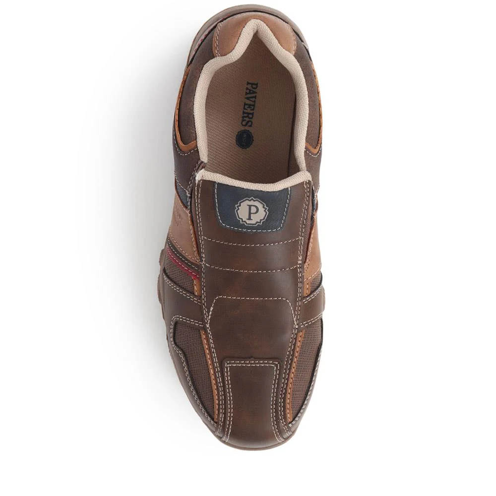 Wide Fit Slip-On Trainers - VSHI40003 / 325 701 - Brown Multi - Image 7