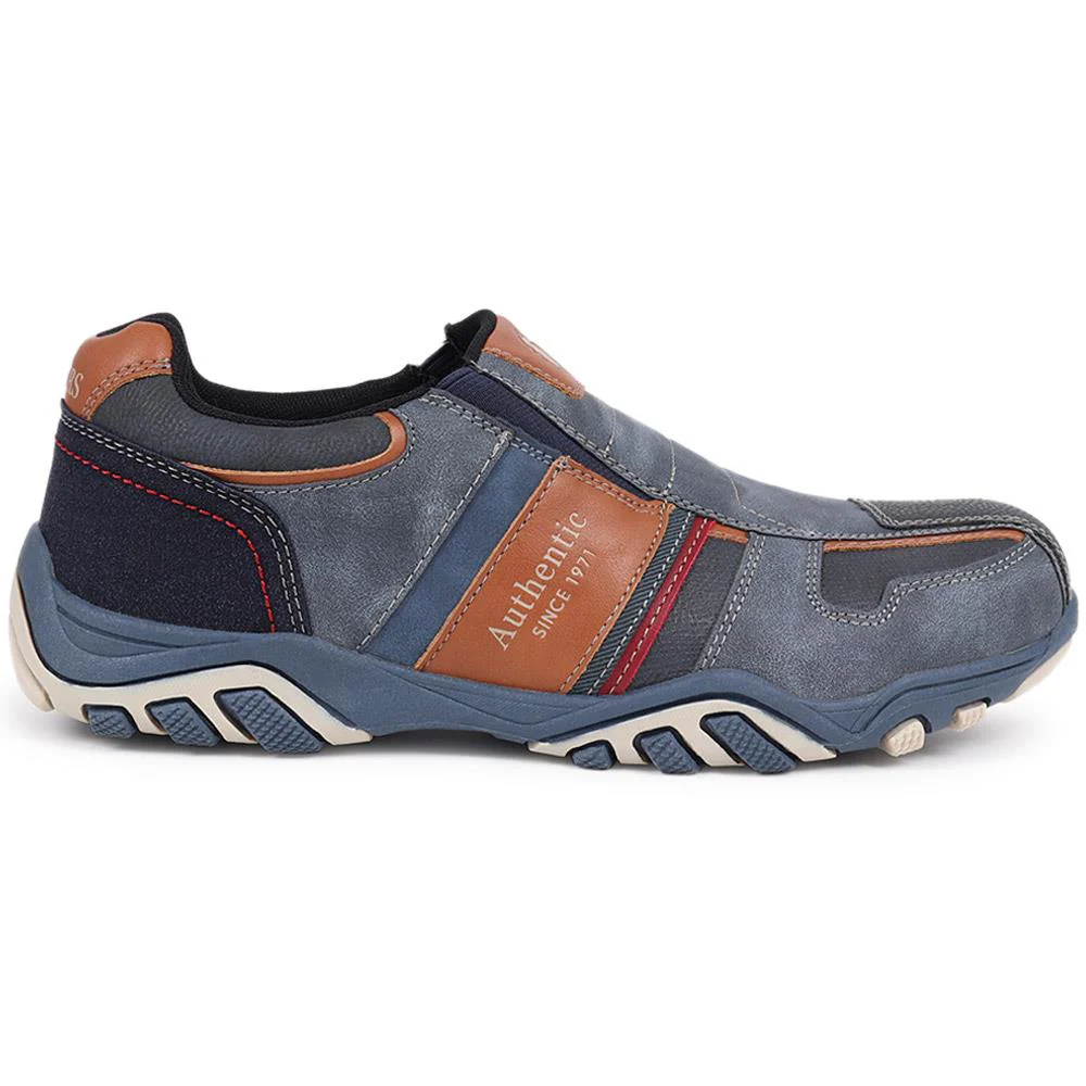 Wide Fit Slip-On Trainers - VSHI40003 / 325 701 - Navy Multi - Image 3