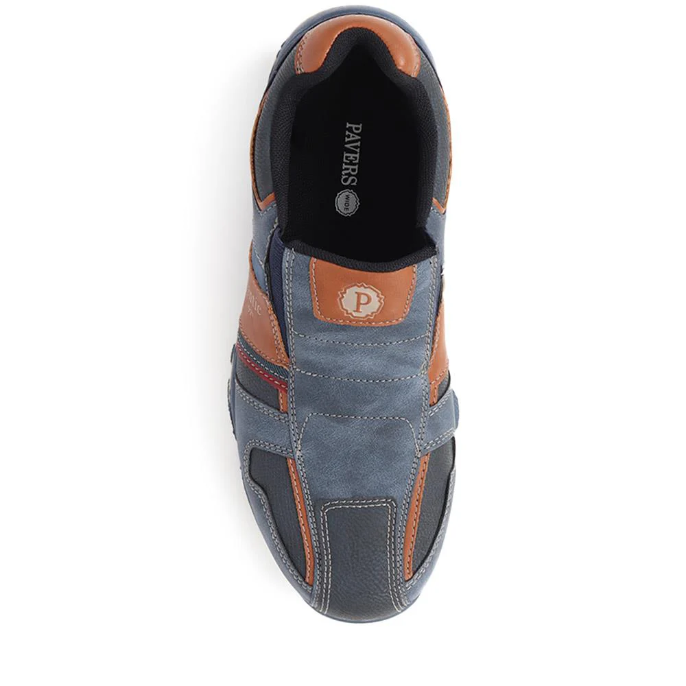 Wide Fit Slip-On Trainers - VSHI40003 / 325 701 - Navy Multi - Image 6