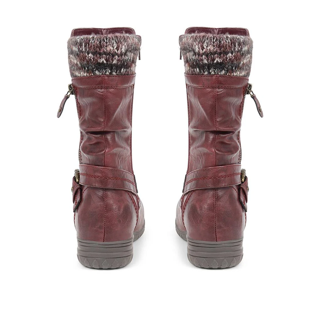 Slouch Calf Boots - WBINS38154 / 324 703 - Burgundy - Image 4