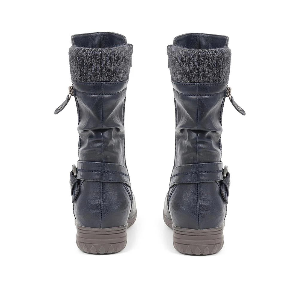Slouch Calf Boots - WBINS38154 / 324 703 - Navy - Image 3