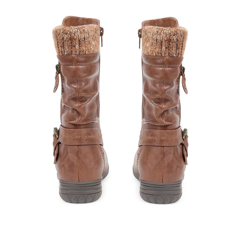 Slouch Calf Boots - WBINS38154 / 324 703 - Tan - Image 3