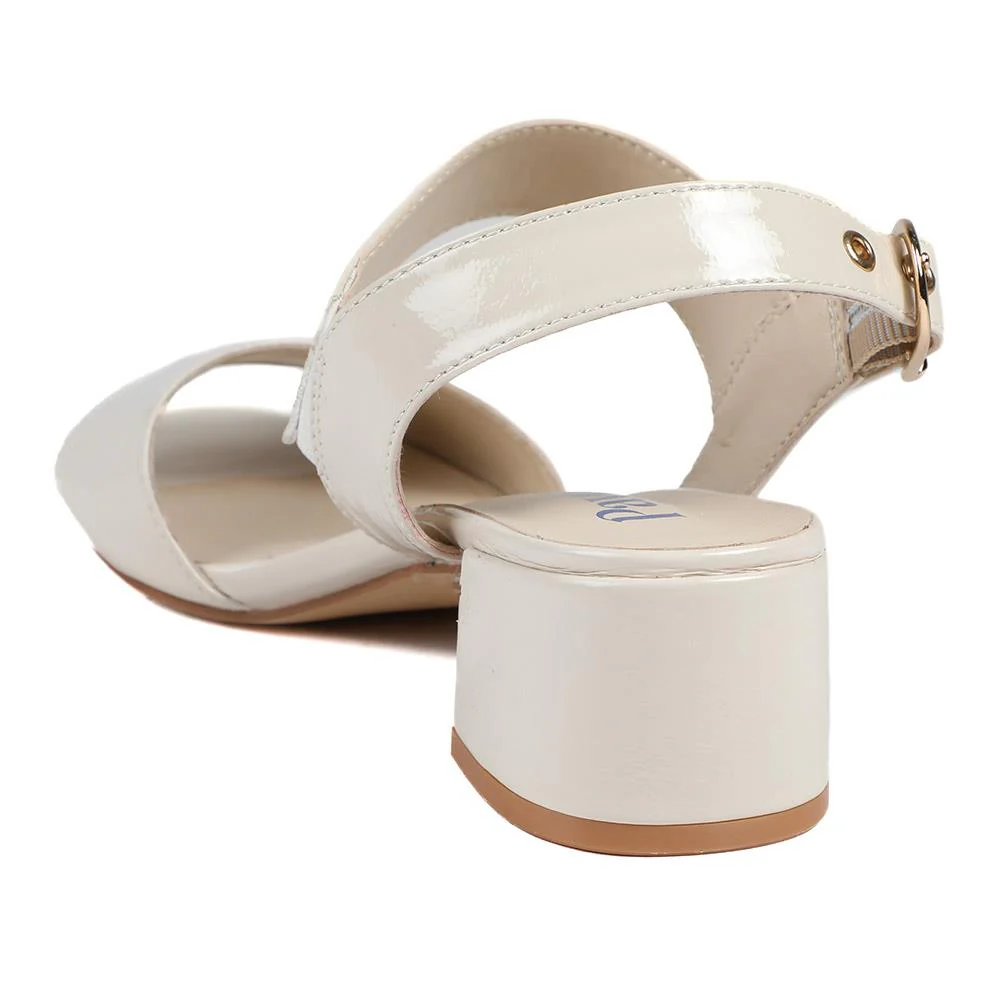 Wide Fit Smart Block Heel Buckle Fasten Sandals - WBINS43030 / 328 973 - Beige Patent - Image 4