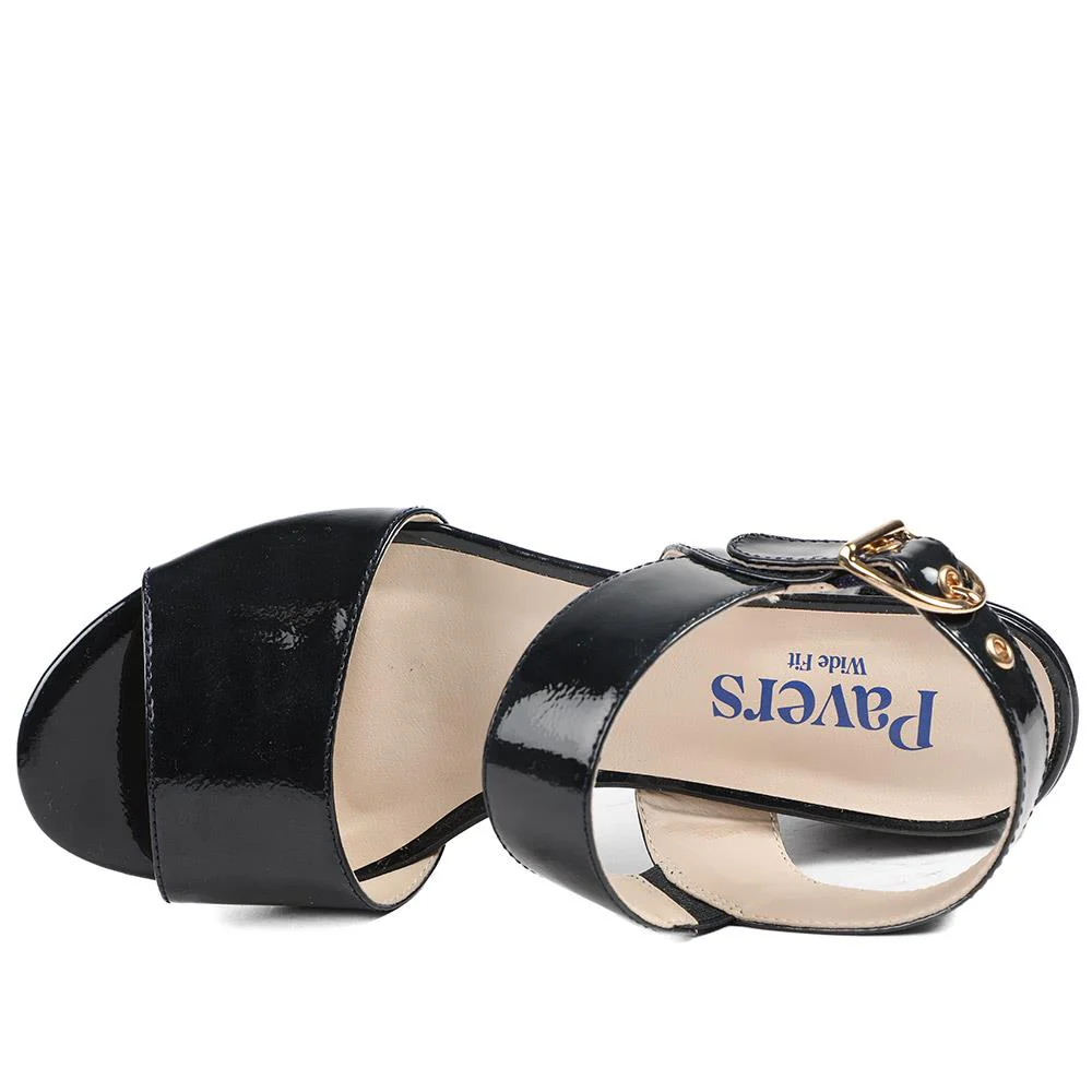 Wide Fit Smart Block Heel Buckle Fasten Sandals - WBINS43030 / 328 973 - Navy Patent - Image 5