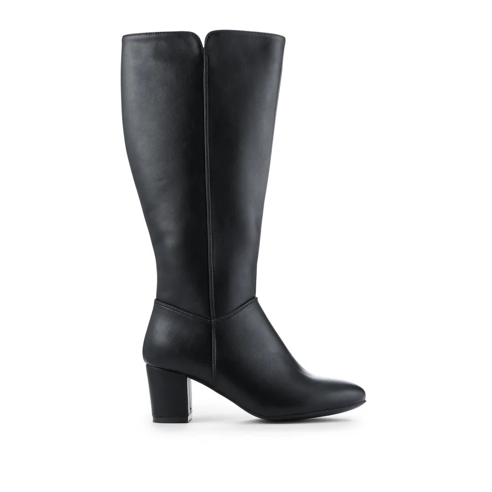 Smart Block Heel Long Boots With Inside Zip - WBINS42076 / 327 972 - Black - Image 2