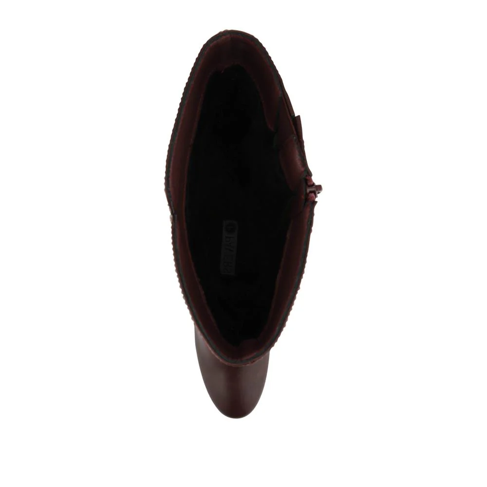 Smart Block Heel Long Boots With Inside Zip - WBINS42076 / 327 972 - Burgundy - Image 4