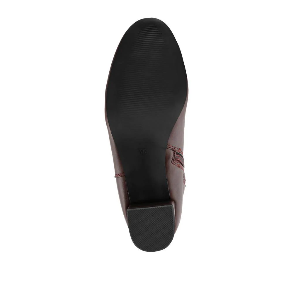 Smart Block Heel Long Boots With Inside Zip - WBINS42076 / 327 972 - Burgundy - Image 5