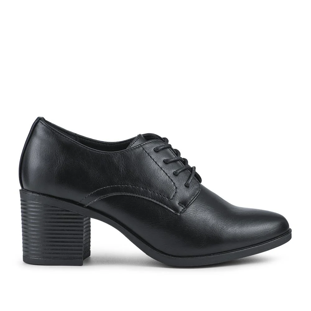 Smart Block Heeled Lace-Up Shoes - SANYI42000 / 328 055 - Black - Image 3