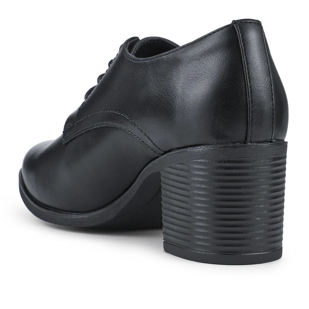 Smart Block Heeled Lace-Up Shoes - SANYI42000 / 328 055 - Black - Image 4