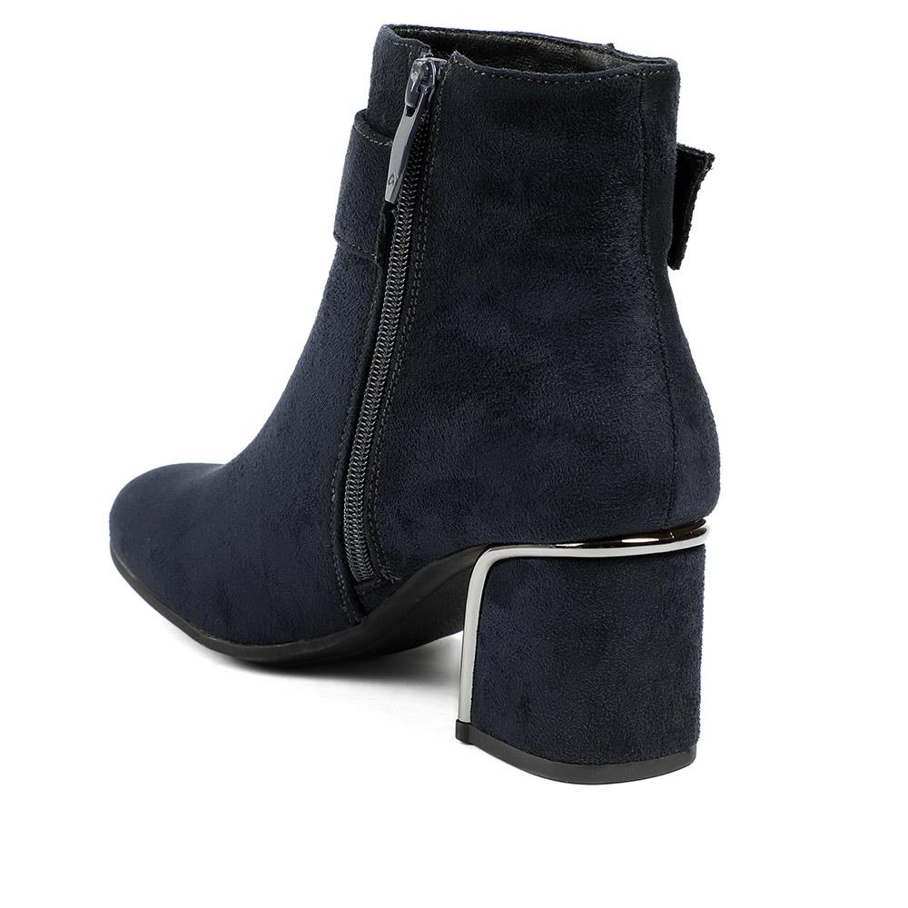 Smart Block-Heeled Long Boots - WOIL42020 / 328 262 - Navy Faux Suede - Image 3