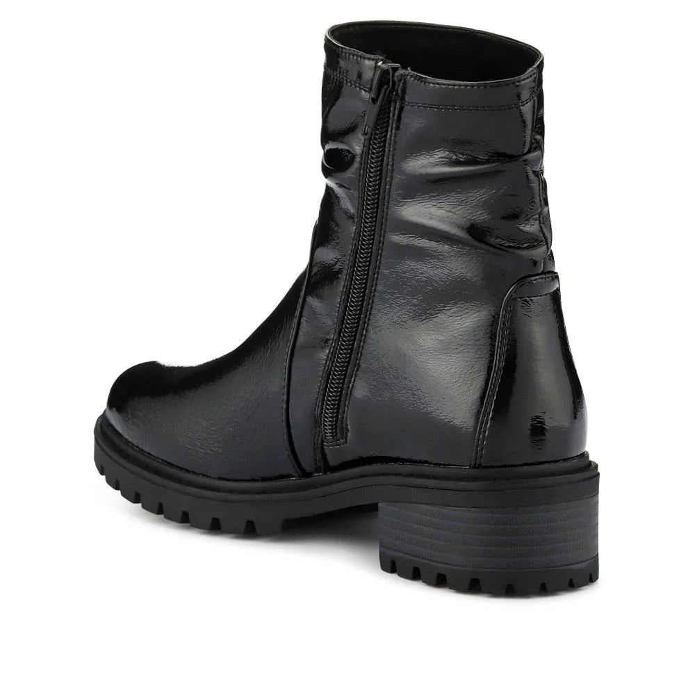 Smart Chunky Sole Ankle Boots - WBINS40241 / 326 518 - Black Patent - Image 3