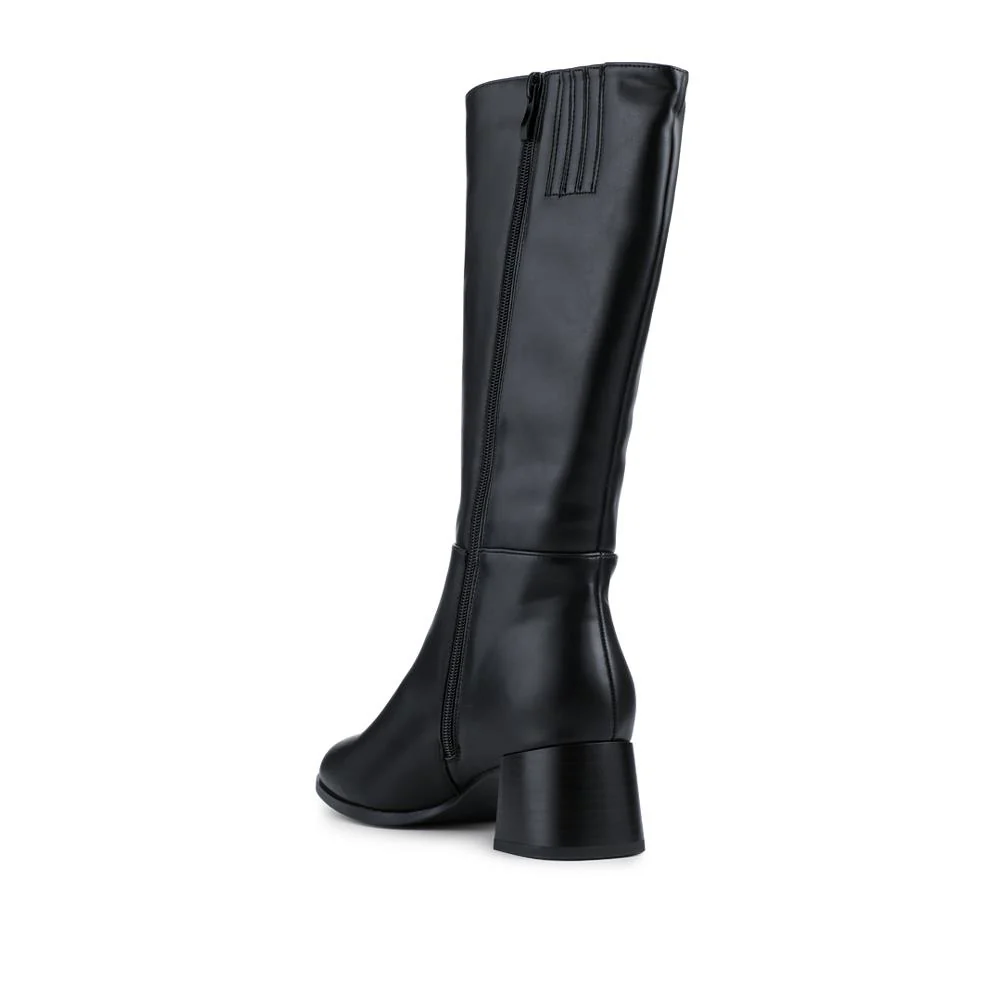 Smart Flare Heel Calf Length Boots - SANYI42020 / 328 054 - Black - Image 3