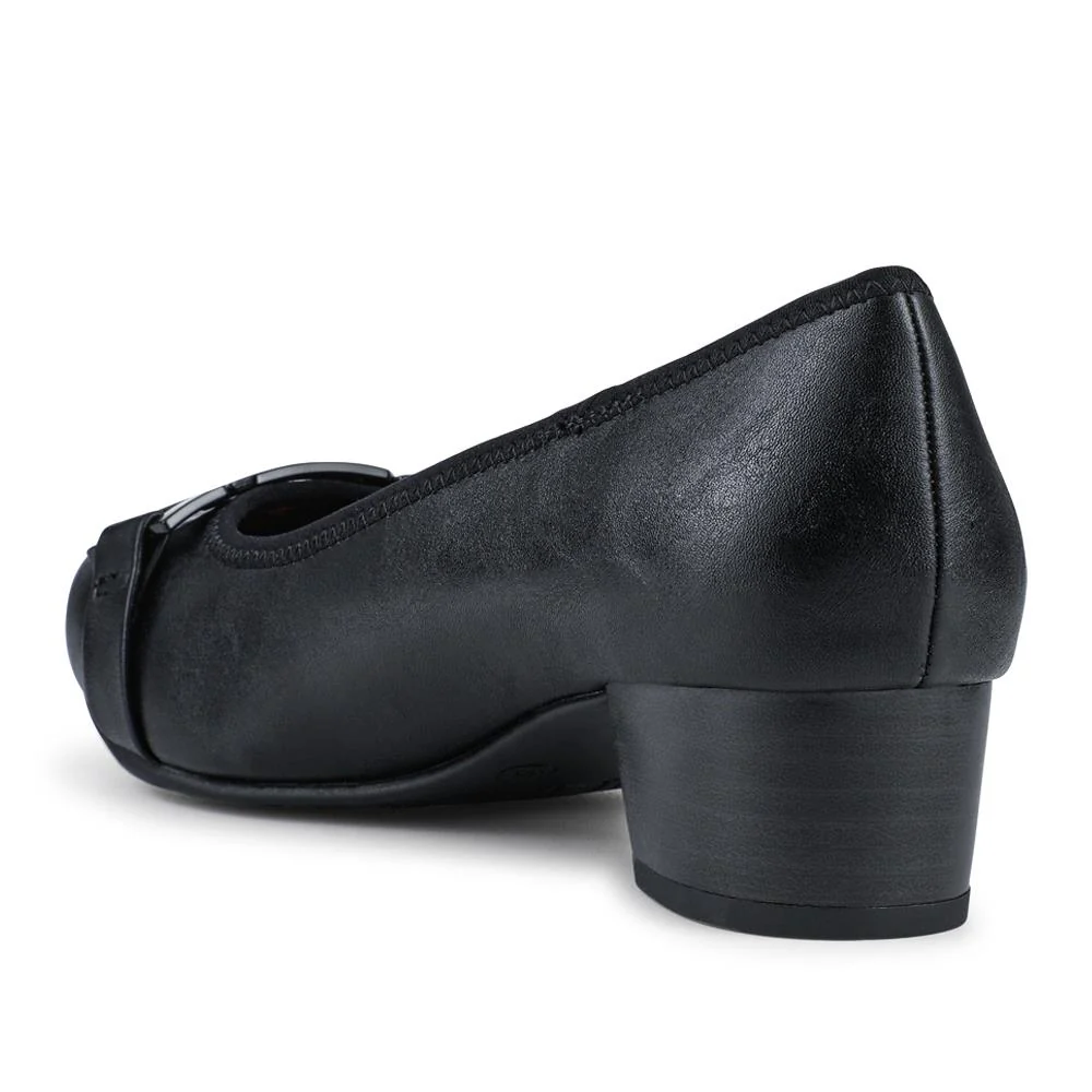 Smart Heeled Buckle Court Shoes - JANSP42005 / 327 781 - Black - Image 3