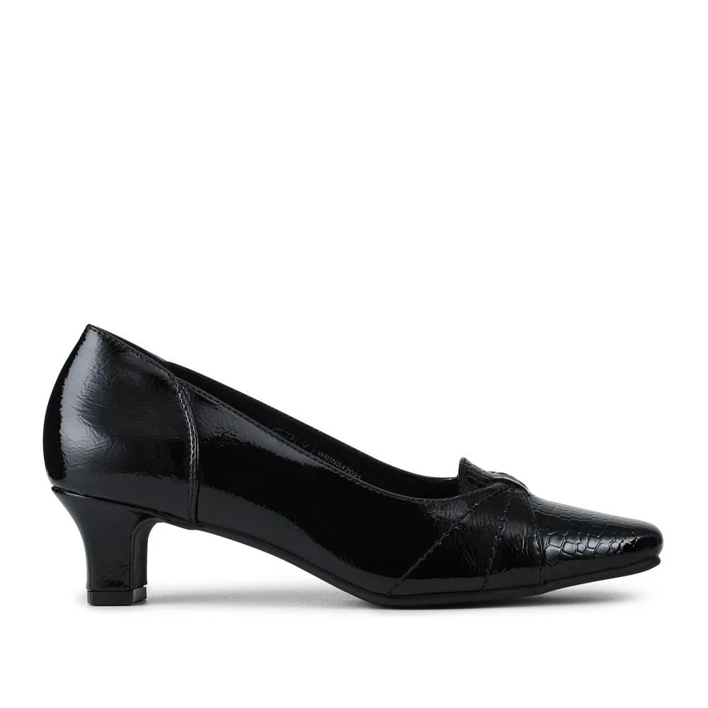 Smart Kitten Heel Court Shoes - WBINS42091 / 328 235 - Black Patent - Image 3