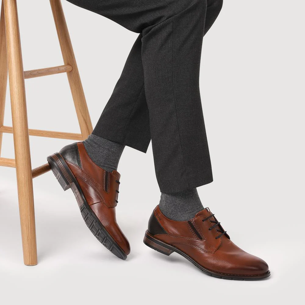 Smart Leather Lace-Up Shoes - BUG42503 / 327 673 - Cognac - Image 5