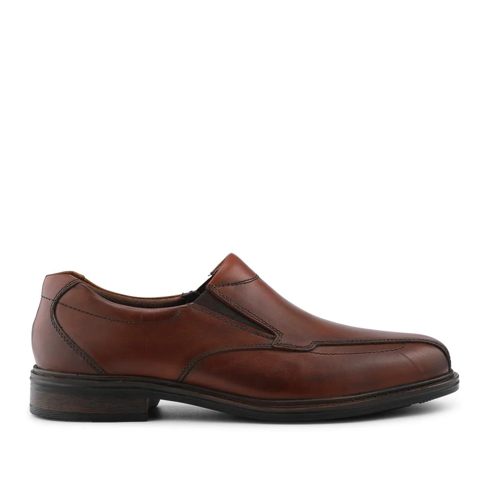 Slip On Smart Leather Shoes With Grip Sole - PARK42040 / 328 188 - Cognac - Image 2