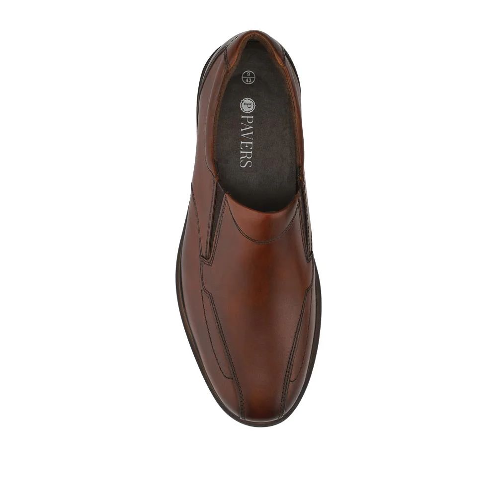 Slip On Smart Leather Shoes With Grip Sole - PARK42040 / 328 188 - Cognac - Image 4