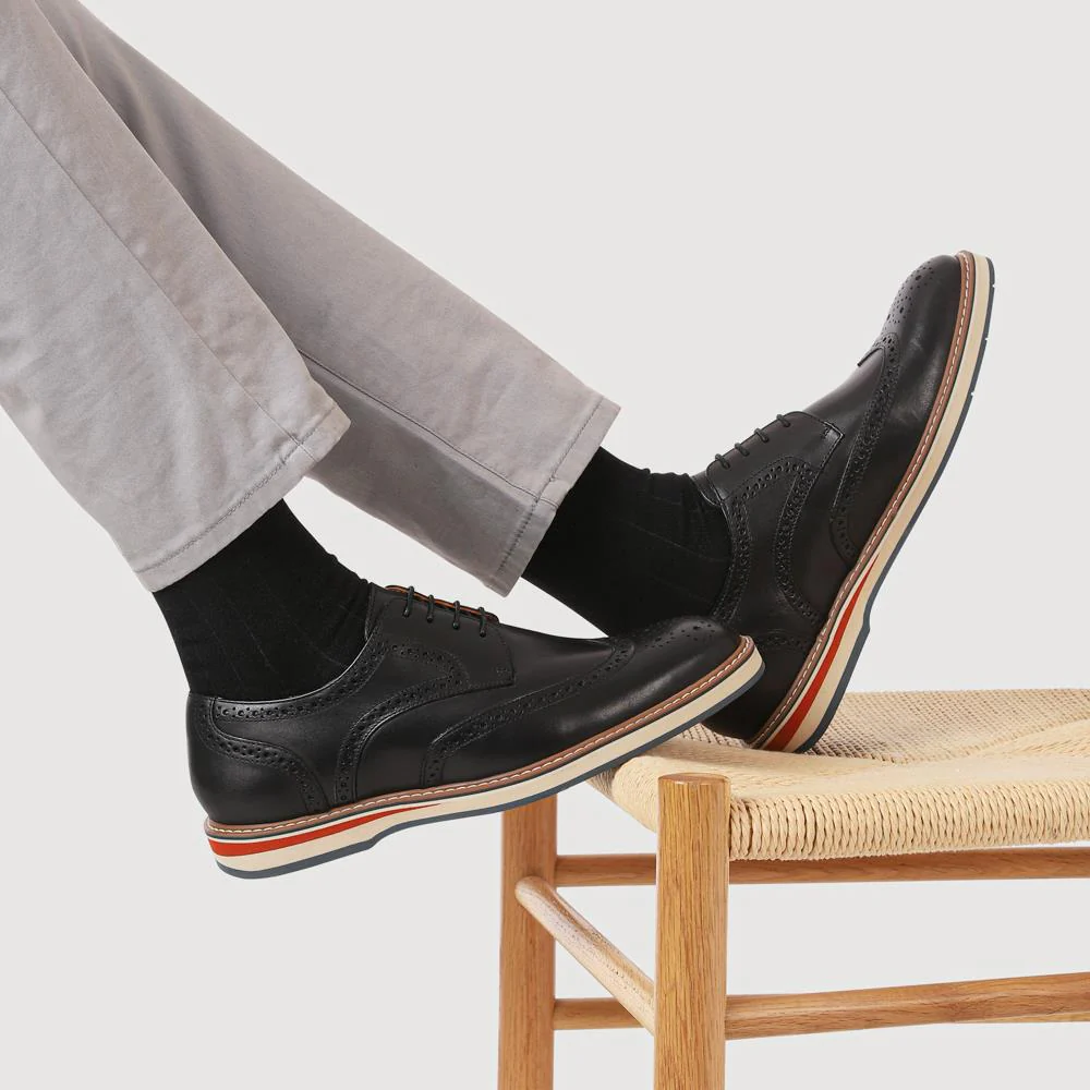 Smart Leather Lace-Up Shoes - PERFO41001 / 327 385 - Black - Image 5