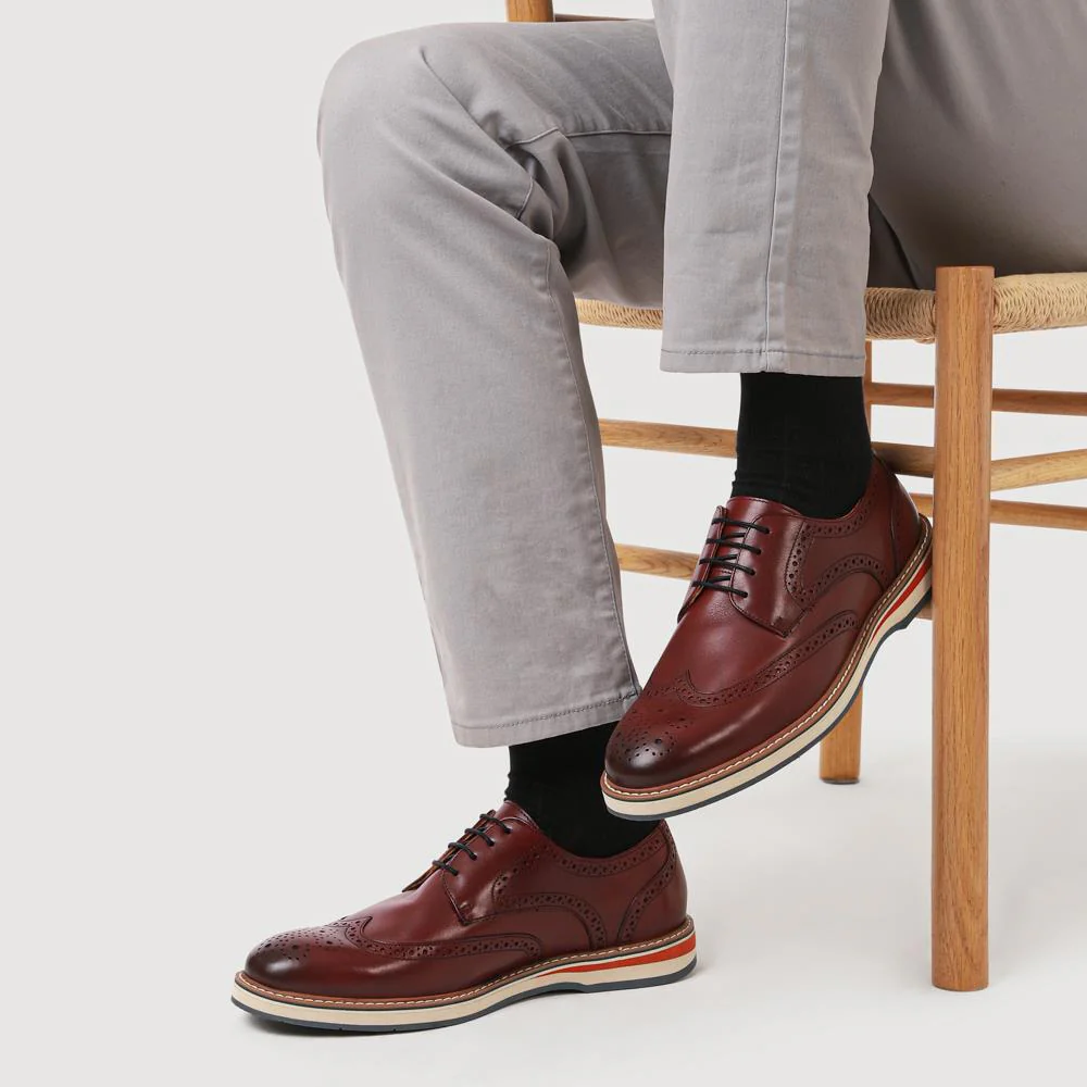 Smart Leather Lace-Up Shoes - PERFO41001 / 327 385 - Bordeaux - Image 5