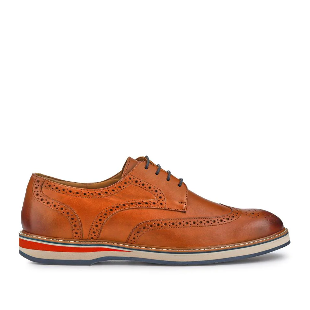 Smart Leather Lace-Up Shoes - PERFO41001 / 327 385 - Tan - Image 2