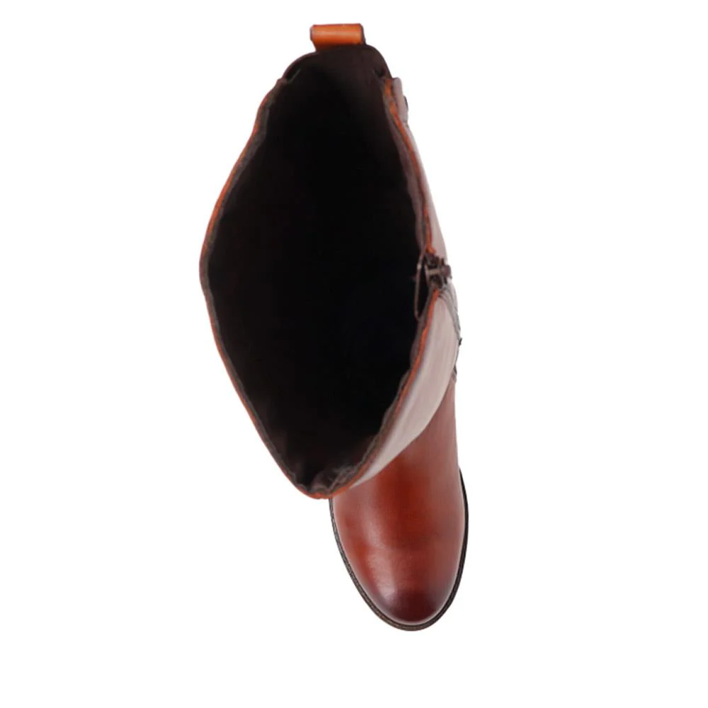 Smart Leather Long Boots - VIROL40011 / 326 488 - Tan - Image 5
