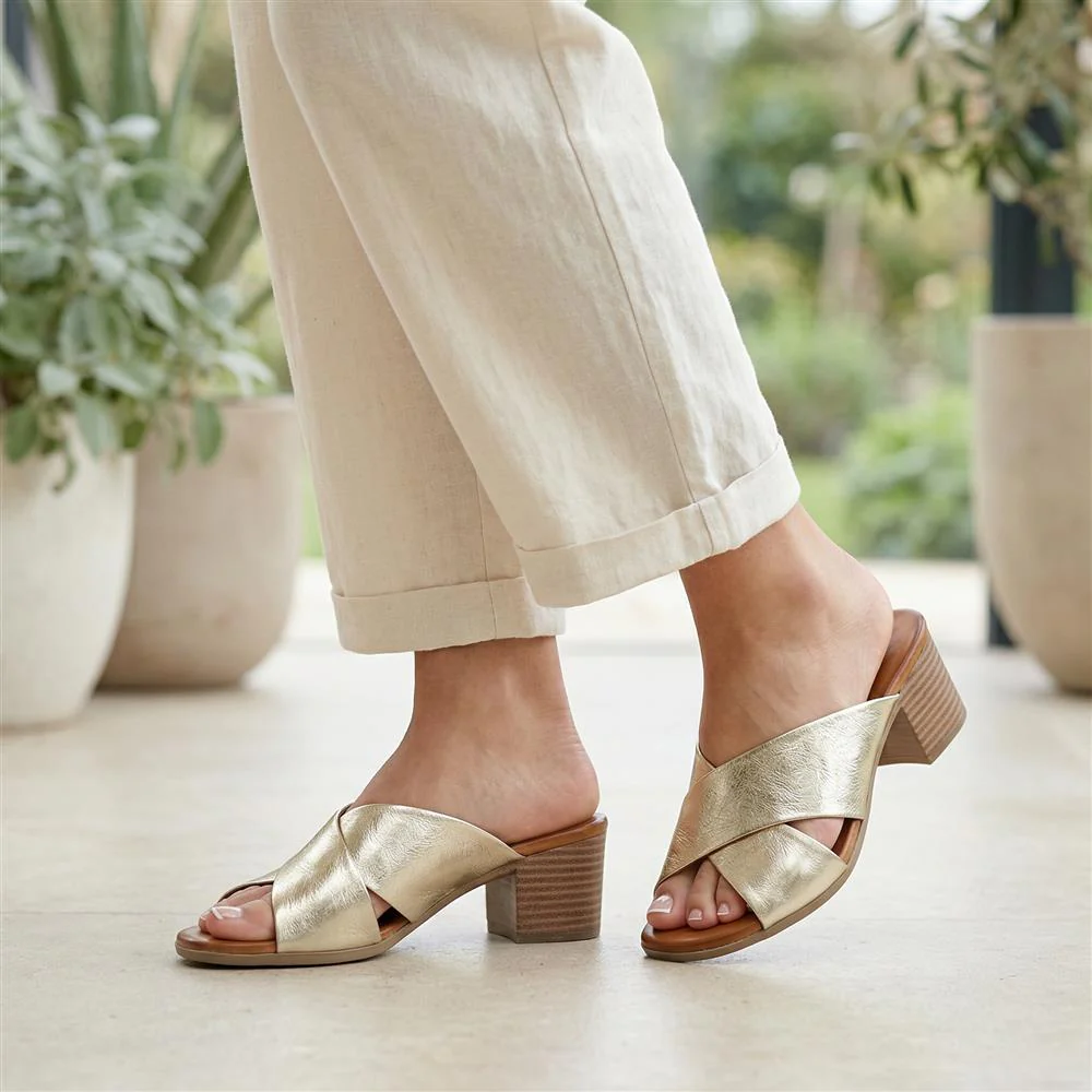 Smart Leather Mules - BELMET41004 / 327 230 - Gold - Image 2