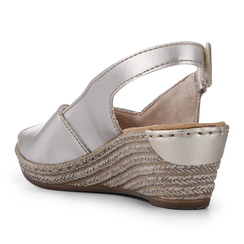 Smart Leather Slingback Sandals - RKR41537 / 327 287 - Gold - Image 3