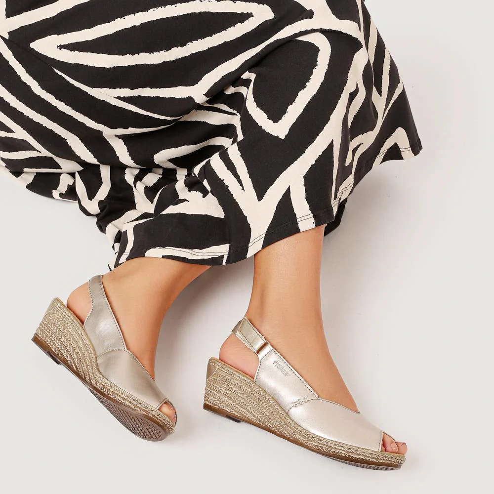 Smart Leather Slingback Sandals - RKR41537 / 327 287 - Gold - Image 5