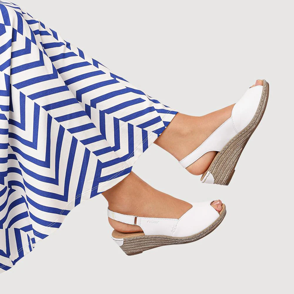 Smart Leather Slingback Sandals - RKR41537 / 327 287 - White - Image 6