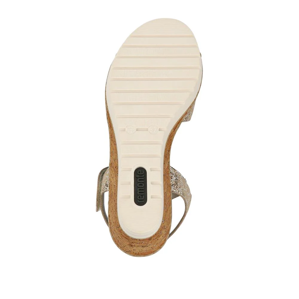 Smart Leather Wedge-Heel Sandals - DRS41511 / 327 089 - Gold - Image 6