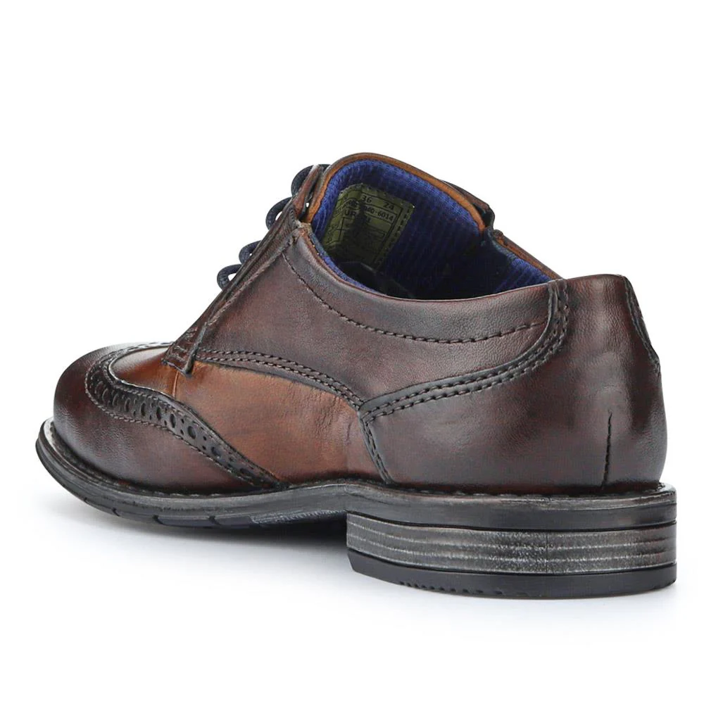 Smart Leather Wingtip Shoes - BUG41500 / 326 717 - Brown - Image 3