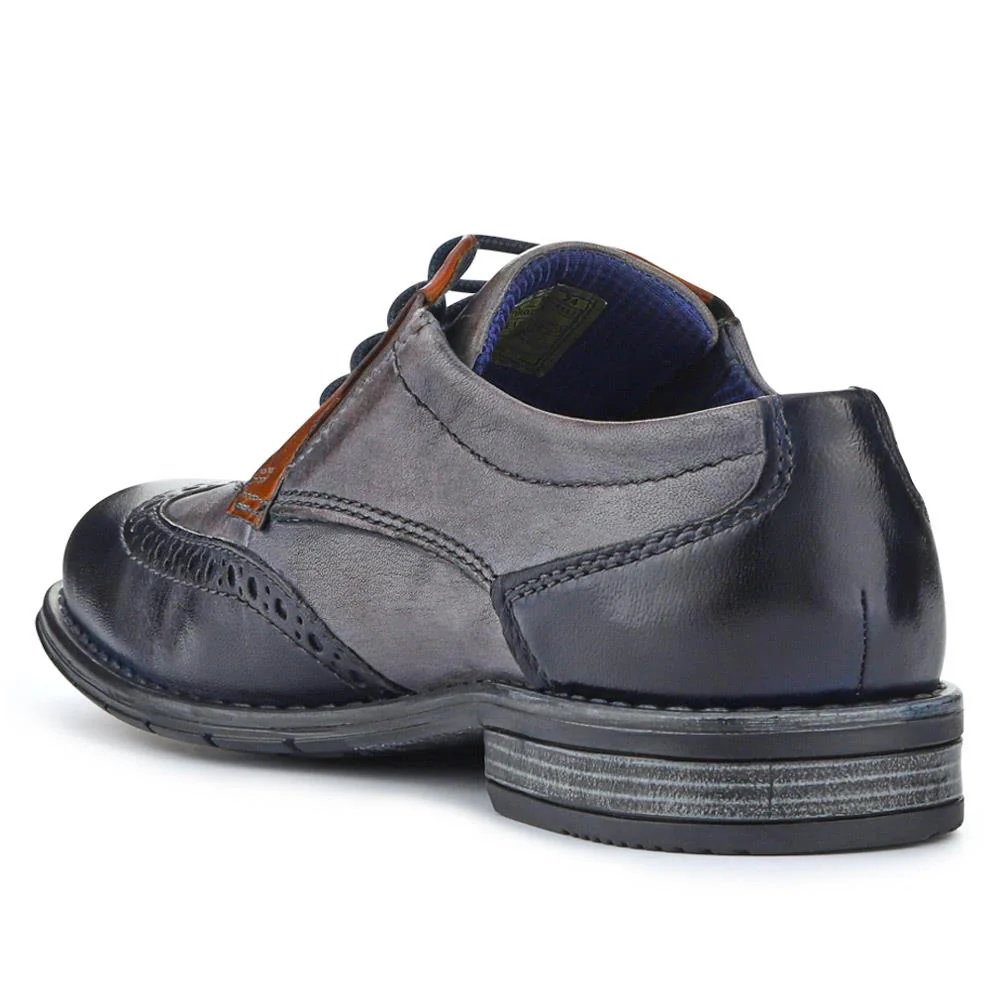 Smart Leather Wingtip Shoes - BUG41500 / 326 717 - Navy - Image 3
