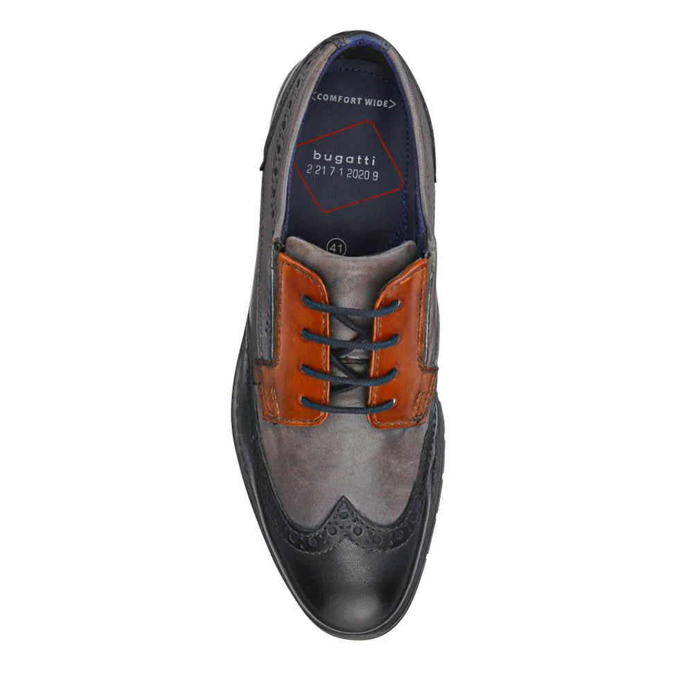 Smart Leather Wingtip Shoes - BUG41500 / 326 717 - Navy - Image 4