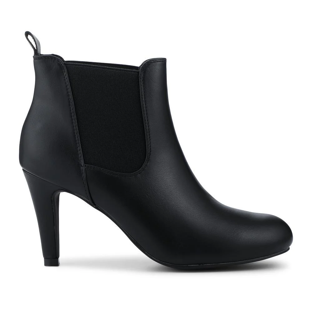 Smart Stiletto Heel Slip On Ankle Boots - WBINS42108 / 328 634 - Black - Image 2
