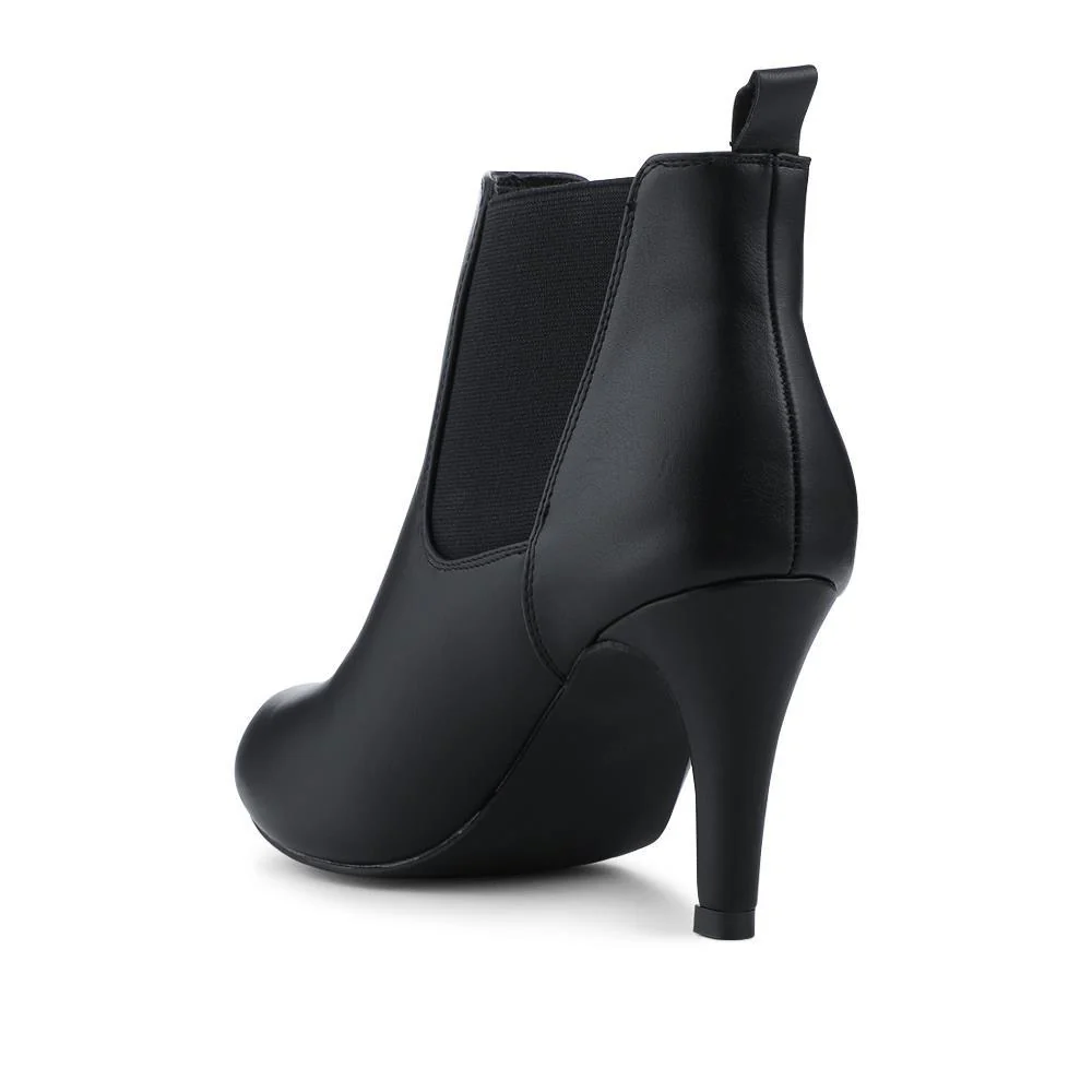 Smart Stiletto Heel Slip On Ankle Boots - WBINS42108 / 328 634 - Black - Image 3