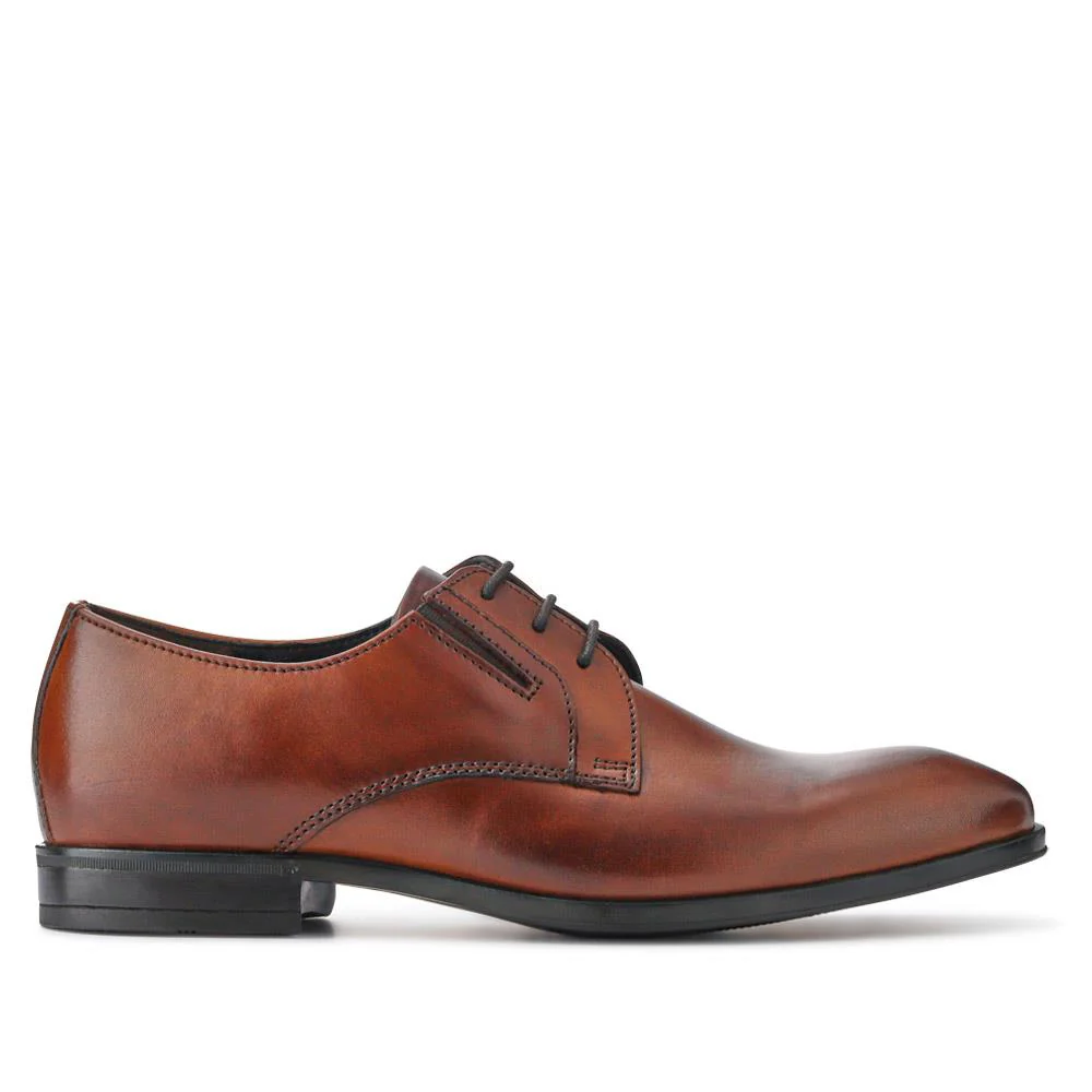 Smart Wide Fit Leather Lace-Up Shoes - ITAR41006 / 327 174 - Brown - Image 2