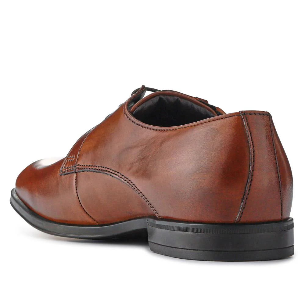 Smart Wide Fit Leather Lace-Up Shoes - ITAR41006 / 327 174 - Brown - Image 3