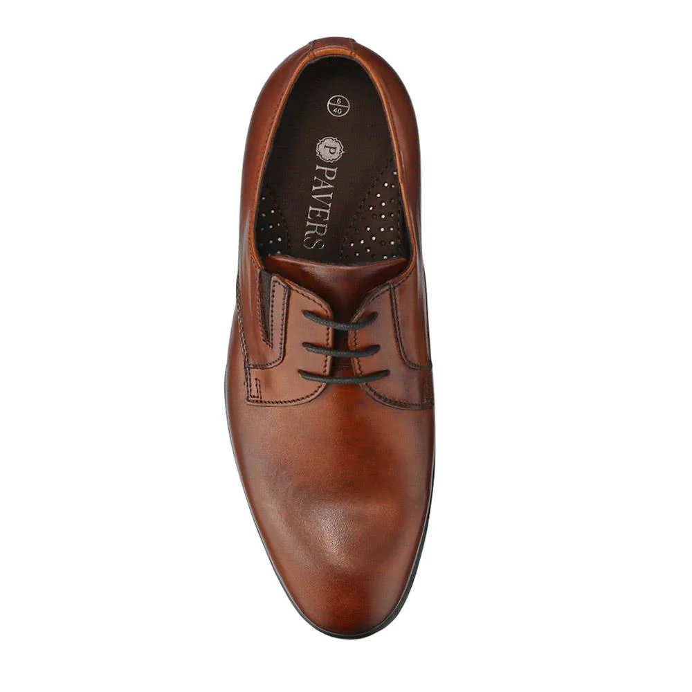 Smart Wide Fit Leather Lace-Up Shoes - ITAR41006 / 327 174 - Brown - Image 4