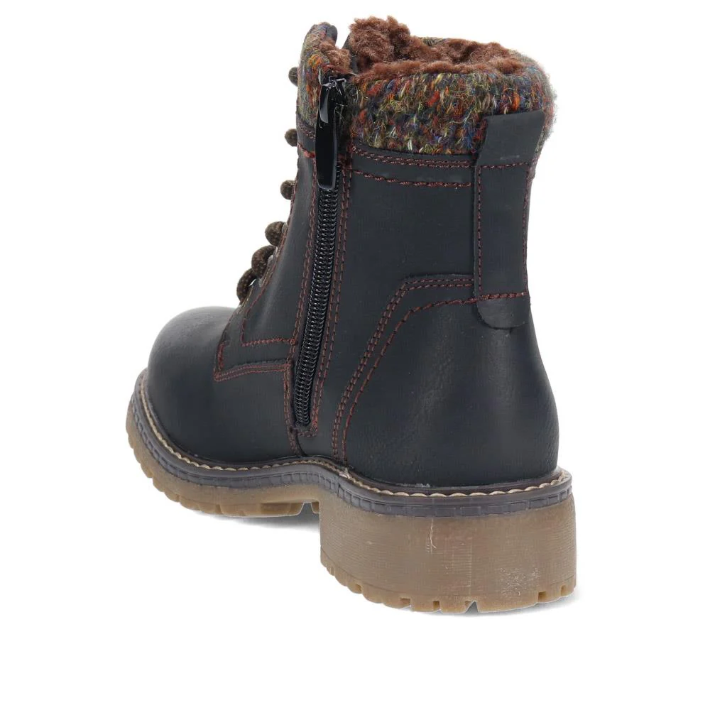 Soft-Cuffed Lace-Up Ankle Boots - SUPRE40007 / 326 253 - Black - Image 3