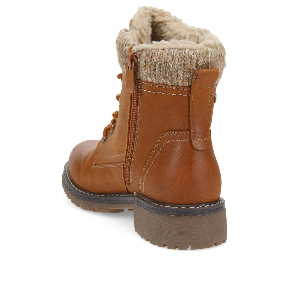 Soft-Cuffed Lace-Up Ankle Boots - SUPRE40007 / 326 253 - Cognac - Image 3