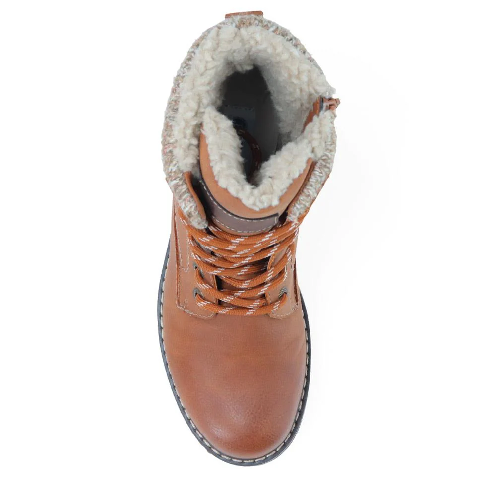 Soft-Cuffed Lace-Up Ankle Boots - SUPRE40007 / 326 253 - Cognac - Image 5