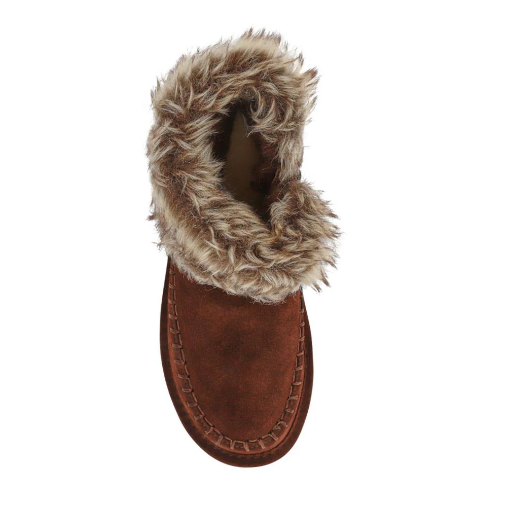 Soft Faux-Fur-Cuffed Ankle Boots - EDNB40050 / 326 902 - Walnut - Image 4